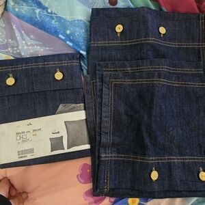 3 Ikea Pillow Covers 20x20 Blue Denim